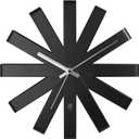 Umbra Ribbon Modern 12" Wall Clock, Silent Non Ticking Battery Operated Quartz Movement, Black
