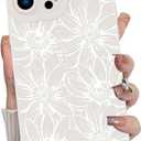 MZELQ for iPhone 15 Plus Case, Silicone Floral Flowers Sunflowers Cute Pattern, Camera Protection Soft Slim Phone Cover for Girls Women -White