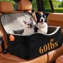 Dog Car Seat for Large Dogs up to 60 lbs or 2 Small Dogs with 4" Memory Foam, Back Seat Medium Pet Booster Seat with Triple Safety Belts, Adjustable Leashes, Detachable/Washable (Black/Gray, Large)