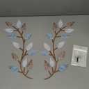Zhengmy 2 Pieces Metal Tree Leaf Wall Decor Vine Olive Branch Leaf Wall Art Living Room, Hallway Wall Decor Outdoor Decoration, (Blue Brown Colors)
