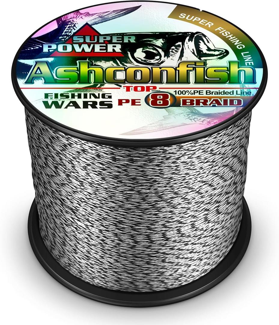 Ashconfish Braided Fishing Line- 8 Strands Super Strong PE Fishing Wire-100M/109Yards-300M/328Yards-500M/547Yards-1000M/1093Yards -6lb 8lb to 300lb-Abrasion Resistant-Zero Stretch- Multiple Colors (70LB 0.44mm (8 Strands)-327 Yds, Spot Black P)