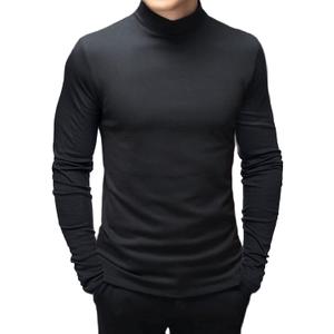 Men's Fashion Mock Turtleneck T-Shirts Long Sleeve Pullover Sweater Basic Designed Undershirt Slim Fit Top (Large, Black)