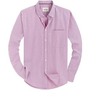 Alimens & Gentle Mens Solid Oxford Shirt Long Sleeve Dress Shirt Work Casual Button Down Shirts with Pocket, L