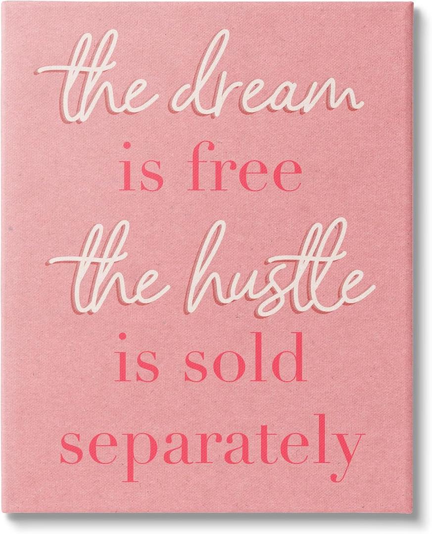 Stupell Industries The Dream Is Free Fashion Modern Pink Textured Word Design, 16.00" x 20.00", Gallery Wrapped Canvas