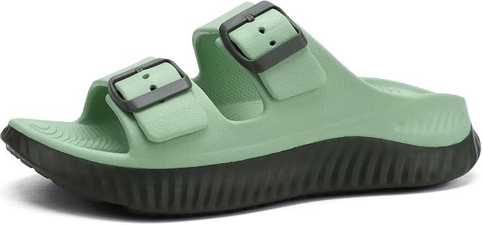 KuaiLu Womens Recovery Sandals With Comfortable Plantar Fasciitis Arch Support, Orthotic Adjustable Thick Cushion Sport Slides Reduces Stress on Feet, Joints & Back Post-Exercise Size 11