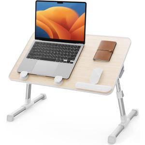 SAIJI Laptop Bed Tray Table, Adjustable Home Office Standing Desk Portable Lightweight Foldable Lap Desk for Sofa Couch Floor Working Studying Reading Writing Eating,Fit Up to 17" Laptop(Large,Teak)
