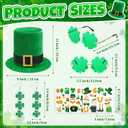 7 Pcs St. Patrick's Day Costume Accessories Leprechaun Top Hat Shamrock Earrings Glasses Irish Stickers Set for Women