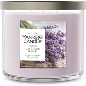 Yankee Candle Dried Lavender & Oak, Scented Candle, 14.5oz 3-Wick Candle Jar with up to 40 Hours Burn Time, Giftable