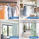 SUNALLY Shower Curtain Rod Adjustable 32-75 Inch, Spring Tension Shower Rods Stainless Steel Telescoping Curtain Rod for Bathroom or Windows, No Drilling, No Slip, No Rust, Black