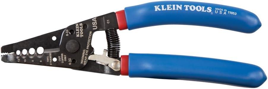 Klein Tools 11053 Klein-Kurve Wire Stripper and Cutter, Made in USA, Stripping / Cutting Tool for 6-12 AWG Stranded Wire, 7-1/8-Inch