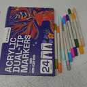 ARTISTRO 24 Dual Tip Acrylic Paint Markers - Art Painting Kit Easy for All Ages & Levels Acrylic Paint Pens for Fabric, Rocks, Paper, Wood, Canvas, Glass, DIY (Dual Tip Brush + Fine)