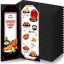 20 Pieces Black Menu Covers PVC Waterproof Restaurant Cafe Bar Fold Menu Book 2 View Double Fold Angled Corners Menu Covers for Wine Drinks Cafes List Covers Set, Fits 4.25 x 11 inches Menu