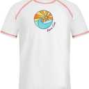 Kanu Surf Girls' Jade Rash Guard UPF 50+ Sun Protection Short Sleeve Swim Shirt (4T, Waverly White)