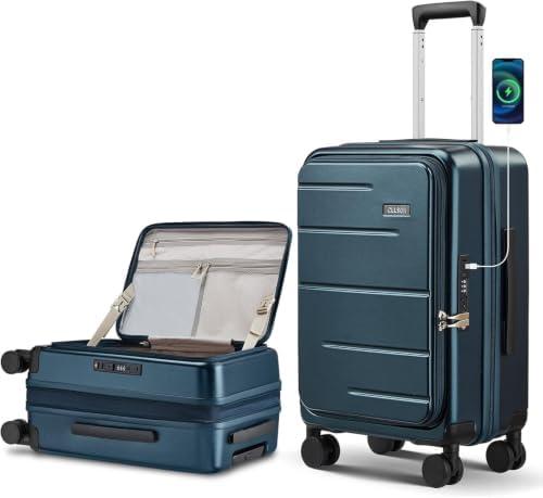 cllson Carry on Luggage Expandable Travel Luggage Top Opening Suitcase with TSA Lock and Usb Built in,Lightweight Rolling Suitcases with Spinner Wheels,PC Hard Shell Suitcases
