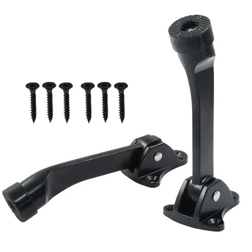 Luomorgo 2 Pack Kickdown Door Stopper, Heavy Duty Door Stop with Anti-Slip Rubber Tip, 4 Inch Door Stops Holder Kickdown Doorstop for Bottom of Door, Black