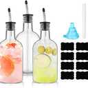 Maxcheck 3 Sets 16 oz Plastic Long Neck Bottles with Pourer and Caps Plastic Juice Pour Bottles with Stainless Steel Bottle Pourer Tapered Spout for Liquor Juice Store Syrup
