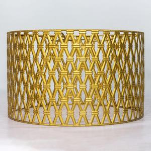 Drum lamp shades Gold metal shade,Hollow-out design Hand-crafted, Replacement shades For Floor,Chandelier,Table Living Room Bedroom Pendant lampshade(Broil Cage2)