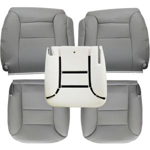 NLQR #132 Gray Driver and Passenger Side Bottom and Back Replacement Seat Covers & Driver Seat Cushion Compatible with Chevy Silverado Tahoe Suburban GMC Sierra Yukon 1995 1996 1997 1998 1999