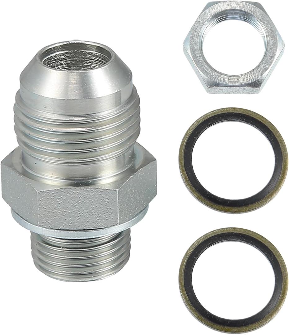 uxcell Universal 10AN-M18x1.5 Turbo Oil Pan Return Drain Plug Adapter Oil Pan Return Drain Plug Fitting with Bolt and Sea O-Ring Rust Resistance Metal Steel Bolt On Type Silver Tone