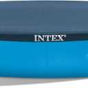 INTEX 28022E Pool Cover: For 12ft Round Easy Set Pools  Includes Rope Tie  Drain Holes  12in Overhang  Snug Fit