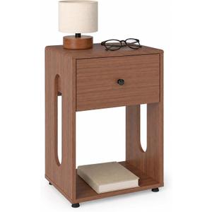 Modern Night Stand Mid Century Walnut Bedside End Table for Bedroom