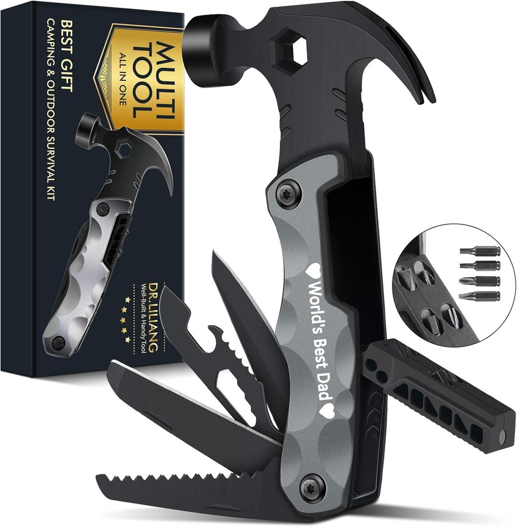 Dad Gifts for Fathers Day from Daughter Son Wife - Multitool Hammer Gifts for Men Camping Accessories 13 In 1 Survival Multi Tools Hammer Cool Gadgets for Men Adults Husband Grandpa Women Birthday