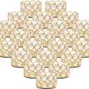 VINCIGANT Crystal Gold Votives Candle Holder Elegant Decorative Tealight Candle Holders for Weddings,Parties,Chirstmas,Gifts,Home Decor,Set of 24