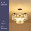 17.7" Black Semi Flush Mount 2-Tier Crystal Ceiling Light Fixtures for Dining Room Modern Luxury 8-Light Chandeliers Lighting for Bedroom Entryway Hallway Kitchen Island Living Room Foyer
