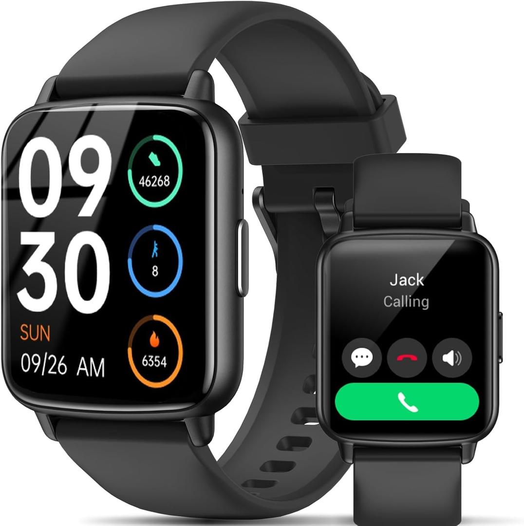Smart Watch, 1.83" HD Smartwatch for Men Women, Fitness Watch with 100+ Sport Modes, IP68 Waterproof/Heart Rate/Sleep Monitor, Activity Trackers for iOS/Android (Black)