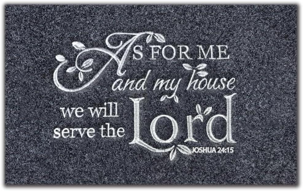 Door mat Outside Entrace,As for me and My House We Will Serve The Black Doormat,Front Funny Door Mat Rubber Backing Non Slip Welcome Mats Entryway Embroidered Doormat Indoor Outdoor Floor Mats 30*18