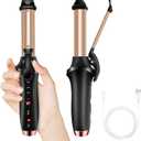 Cordless Curling Iron Rechargeable,4000 mAh USB Mini Cordless Hair Curler with 3 Temp Setting 302F-356F, Portable Travel Curling Iron, Hair Straightener and Curler 2 in 1