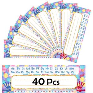 40 Pcs Confetti Name Tags for Classroom, 12x4 inch Self-Adhesive Desk Nameplate for Student, Teacher, Back to School Decoration