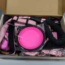 No Pull Dog Harness, Collar & Leash Set | Includes Dog Seat Belt, Collapsible Bowls & Poop Bag Dispenser. Ideal for Training, Walking, Hiking. Fits Small to Large Dogs(Pink-XL)