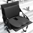 Everlasting Comfort Stadium Seats with Back Support - Adjustable Memory Foam Bleacher Chairs with Back and Cushion, Portable, Easy Folding Stadium Seat Cushion with Storage Pocket (16 inches x 17 inches x 15 inches, 01. Black)
