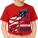 Flafens Summer Boys Shirts - Kids T-Shirt Graphic Tee Soft Cotton Crewneck Short Sleeve Tops (7-8 Years, Dinosaur)