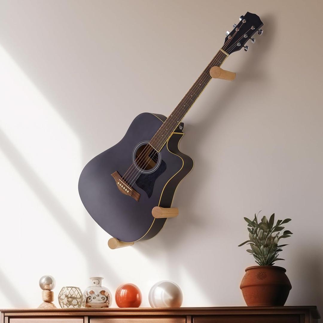 Acoustic Horizontal Guitar Hangers for Wall Wooden Wall Mount (Wood Color)