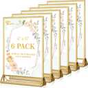 EHWINE 6 Pack Acrylic Sign Holder 4 x 6, Double Sided Gold Picture Frame Stand up Table Top Sign Holders, Clear Display Stand Menu Flyer Holder for Wedding Party
