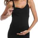 Womens Maternity Nursing Tank Cami for Breastfeeding with Adjustable Straps (Black, L)