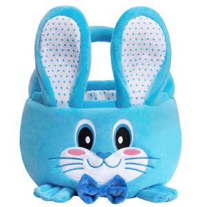 Easter Basket Empty Bunny for Kids Toddlers, Baby Easter Basket with Handle, Small Gift Baskets with Decorative Rabbit, Blue (Single)