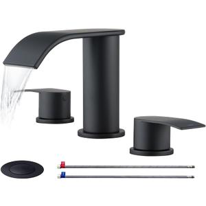 Ultimate Unicorn Black Bathroom Sink Faucet 3 Hole - 8 Inch Rv Vanity Lavatory Utility Faucets Centerset - 2 Handle Restroom Modern Matte Black Bathroom Faucet Widespread with Pop Up Drain