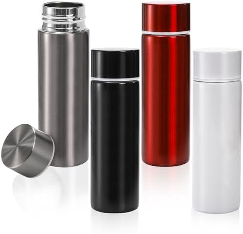 Acshio 4 Pack Mini Stainless Steel Water Bottle, 5 Oz Insulated Small Water Bottle, Portable Leak-proof Purse Pocket Water Bottle Slim Water Flask, Keeps Drink Cold and Hot
