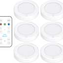 Brilliant Evolution LED Tap Light Push Lights with Remote - 6-Pack Battery Operated Under Cabinet Lights - Stick On Puck Lights for Kitchen, Closet, and Night Lighting - Wireless Warm White, 55 Lumens