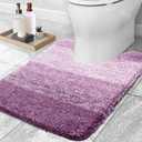 OLANLY Luxury Toilet Rugs U-Shaped 24x20, Extra Soft and Absorbent Microfiber Bathroom Rugs, Non-Slip Plush Shaggy Bath Mat, Machine Wash Dry, Contour Bathroom Mats for Toilet Base, Pinkish-Purple