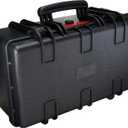 Amazon Basics Hard Protective Camera Case with Wheels, Large, Black, 22"L x 14"W x 9.8"H