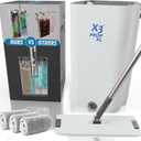 X3 Mop XL, Separates Dirty and Clean Water, 3-Chamber Design, Flat Mop and Bucket Set, Hands Free Home Floor Cleaning, 3 Reusable Microfiber Mop Pads Included (XL X3 Mop)