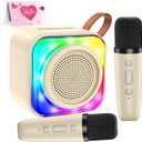Karaoke Machine with 2 Microphones for Kids, Toys Birthday Gifts for Ages 3-12 Years Old Girls Boys, Mini Karaoke Microphone with Protable Bluetooth Speaker for Singing Party Outdoor Play
