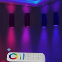 Exterior Double Up Down Outdoor Wall Lights, Mi.Light Remote Control RGB Color Changing 1200lm Warm White 3000k RGB+CCT Cylinder Outdoor Wall Light, Smart LED Exterior Lighting (4 Pack)
