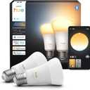 Philips Hue Smart LED A19 Bulb 2-Pack, White Ambiance, E26 Base, 9.5W, Full Spectrum Light 1000K-20000K, 1100 Lumens, Dimmable LED Bulbs, Works with Alexa, Google, and Apple Home