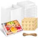 Kucoele 7 x 5 Inches Charcuterie Boxes with Clear Lids, 50 Pack Disposable Bakery Boxes Dessert Boxes, To Go Food Containers for Pastries, Chocolate Covered Strawberries, Hot Cocoa Bombs (White)