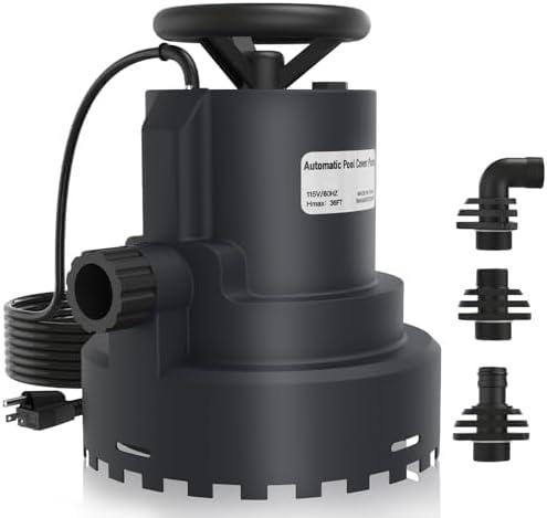 AgiiMan 1HP Automatic Submersible Water Pump, 5000GPH Sump Pump Utility Pump for Pool Draining, Water Removal Pump with 33' Power Cord for Flooded Areas, Swimming Pool, Flooded House Basement,Black